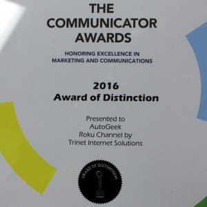 2016 Communicator Awards Autogeek Award of Distinction TRINET