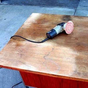 Sanding Wood Desk