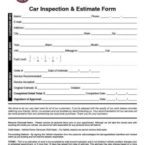 Mike Phillips VIF forms for inspecting cars before detailing