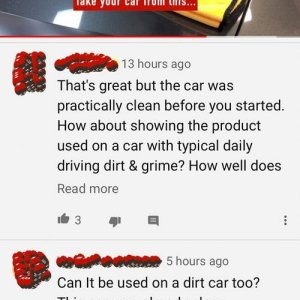 YouTubeCommentAboutCarNotDirty