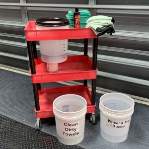 Car Washing Tools Towels Brushes and Buckets by Mike Phillips