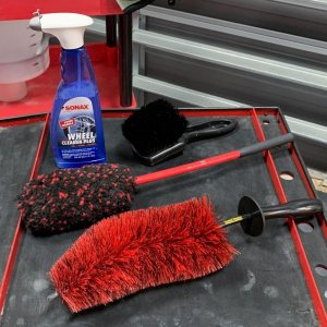 Car Washing Tools Towels Brushes and Buckets by Mike Phillips
