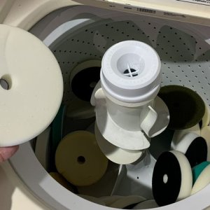 Single Stage Paint Removed from Buffing Pads Washing