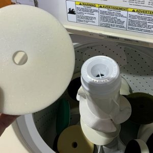 Single Stage Paint Removed from Buffing Pads Washing