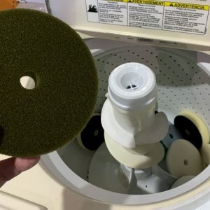 Single Stage Paint Removed from Buffing Pads Washing