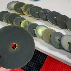 Single Stage Paint Removed from Buffing Pads Washing
