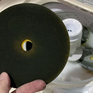 Single Stage Paint Removed from Buffing Pads Washing