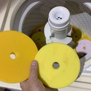 Single Stage Paint Removed from Buffing Pads Washing