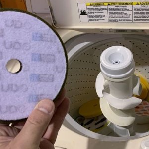 Single Stage Paint Removed from Buffing Pads Washing