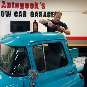 Mike Phillips Detailer Buffing out 1957 Chevy Pickup Streetrod
