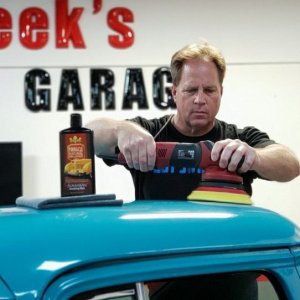 Mike Phillips Detailer Buffing out 1957 Chevy Pickup Streetrod