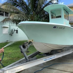 Washing a ceramic coated boat