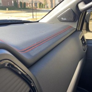 stained orange stitching