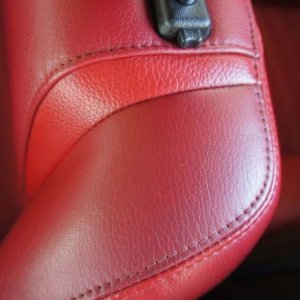 red leather after treating with Collinite Sapphire 855