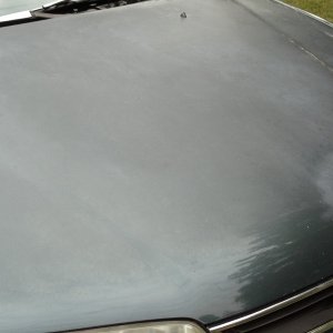 Car hood before polishing