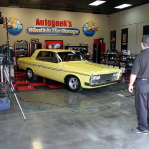1963 Plymouth Fury Burning Out on What's in the Garage TV Show with Mike Ph