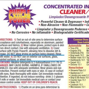 Purple Power label states it is not for use on car paint