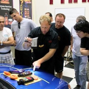 Showing people how to use the Brinkmann Swirl Finder Light