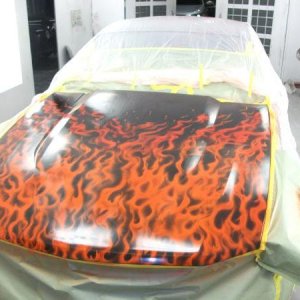 Mark Phillips Custom Flame Job on a Black Mustang