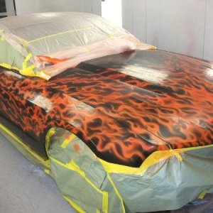 Mark Phillips Custom Flame Job on a Black Mustang