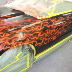 Mark Phillips Custom Flame Job on a Black Mustang