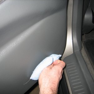 Cleaning the grey plastic