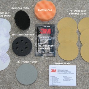 Contents of the 3M Headlight Restoration Kit