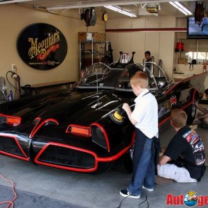 Rand Phillips buffing out the Batmobile