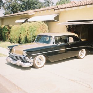 Black and Gold 56 Chevy Del Ray Sedan