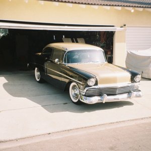 Black and Gold 56 Chevy Del Ray 2 door Sedan