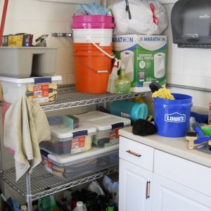 Sink area and shelves