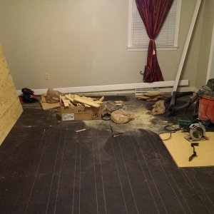 Particle board removed, getting ready for plywood