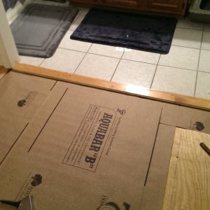 Working across transition to bathroom in first room