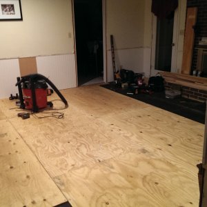 Laying down plywood