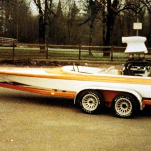 1976 Sanger Bubble Deck Runner Bottom V-drive Drag Boat Mike Phillips