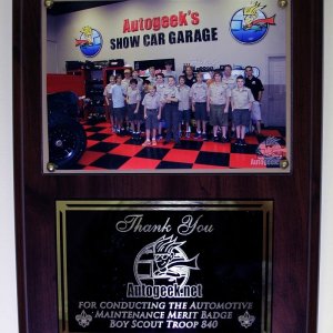 Boy Scouts Troop 840 Award to Autogeek Automotive Merit Badge