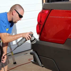 002 Red Chevy Avalanche Detail Class at Autogeek with Mike Phillips