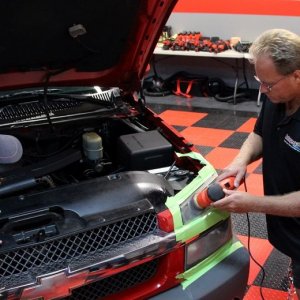 002 Red Chevy Avalanche Detail Class at Autogeek with Mike Phillips