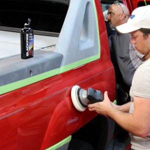 002 Red Chevy Avalanche Detail Class at Autogeek with Mike Phillips