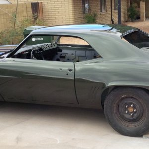 1969 Camaro Z/28 just out of homemade paint booth (garage)