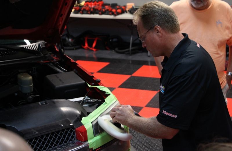 002 Red Chevy Avalanche Detail Class at Autogeek with Mike Phillips