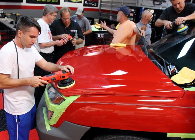 002 Red Chevy Avalanche Detail Class at Autogeek with Mike Phillips