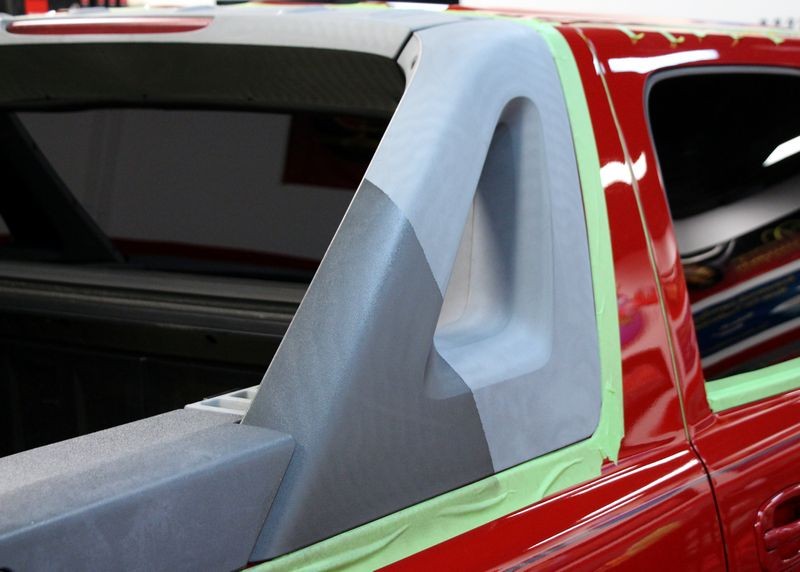 002 Red Chevy Avalanche Detail Class at Autogeek with Mike Phillips