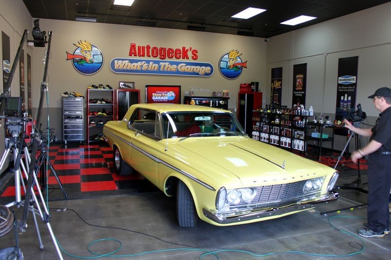 1963 Plymouth Fury Burning Out on What's in the Garage TV Show with Mike Ph