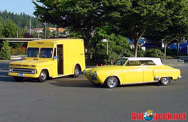 1966 Chevy Milk Truck and 1950 Studebaker Starlight Coupe