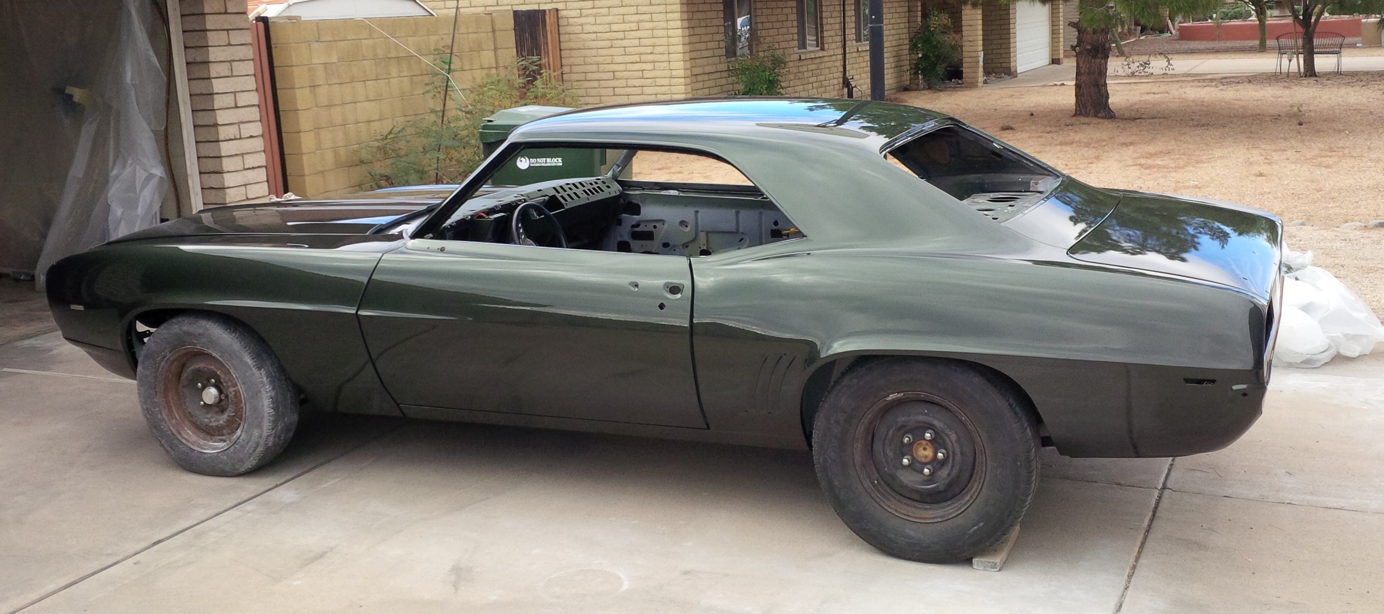 1969 Camaro Z/28 just out of homemade paint booth (garage)