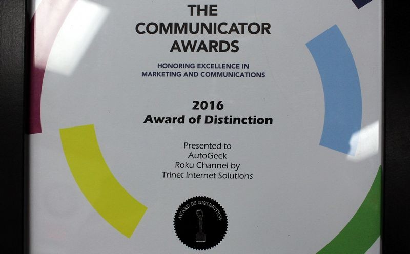2016 Communicator Awards Autogeek Award of Distinction TRINET
