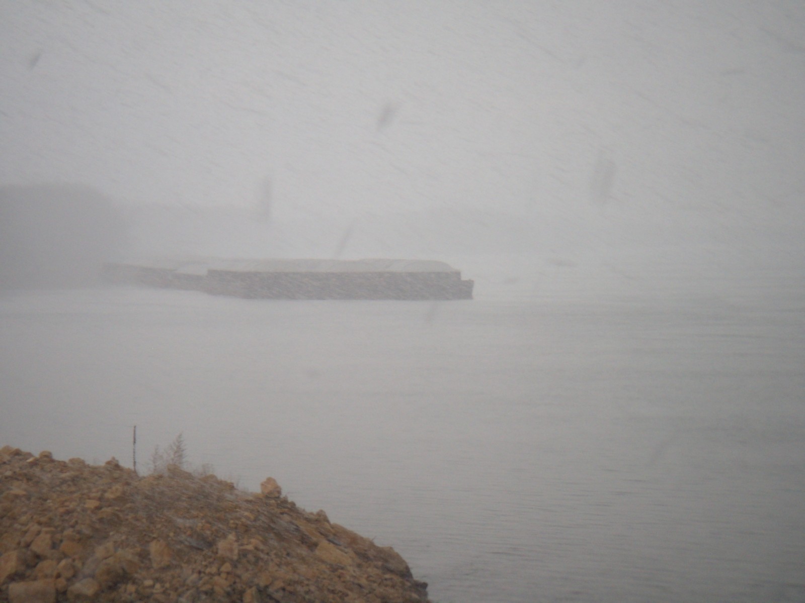 barge foggy morning