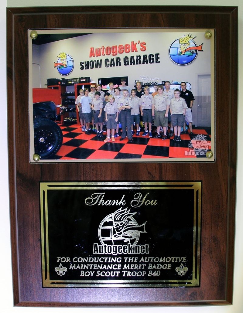 Boy Scouts Troop 840 Award to Autogeek Automotive Merit Badge
