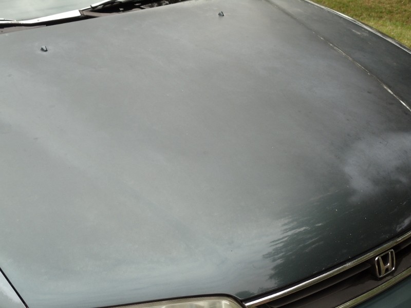 Car hood before polishing
